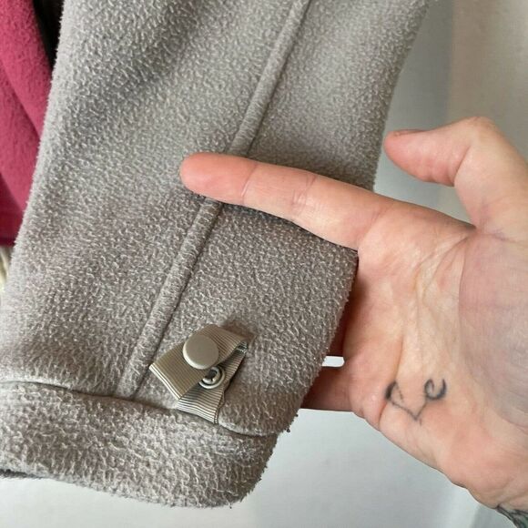 The North Face Jacket MED L Fleece Grey Pink Full Zip Unlined Camping Hiking - Picture 5 of 12